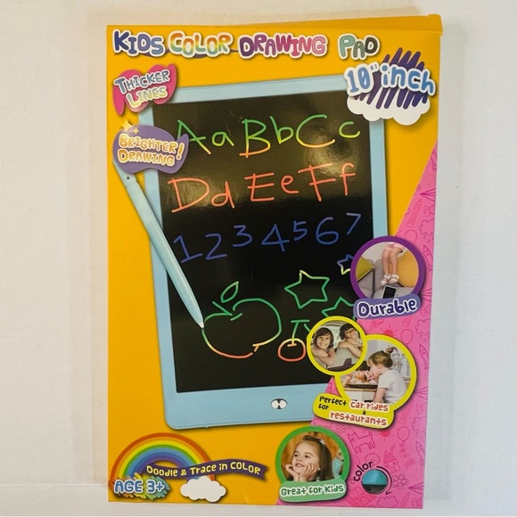 LCD Writing Tablet 7x10” Kids Color Drawing Pad with One Button Clear - Picture 2 of 6